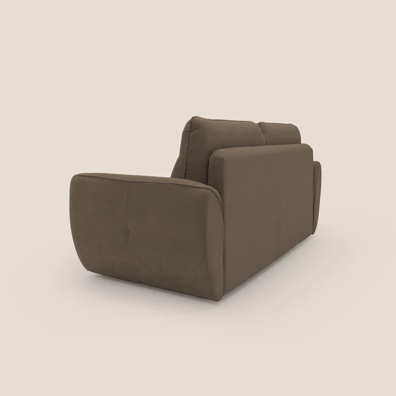 Zeus Canapé convertible scandinave avec dossier haut et matelas H18 cm en tissu imperméable T02 marron