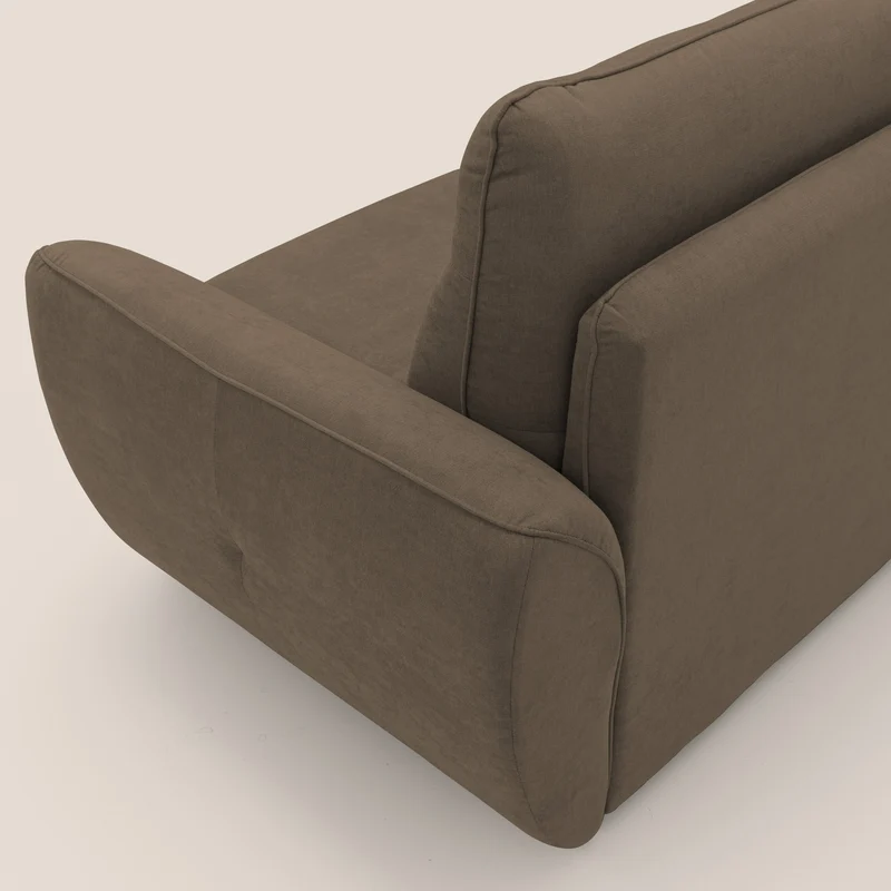 Zeus Canapé convertible scandinave avec dossier haut et matelas H18 cm en tissu imperméable T02 marron