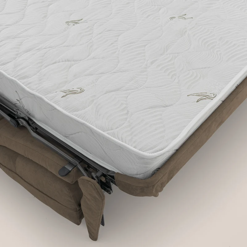 Zeus Canapé convertible scandinave avec dossier haut et matelas H18 cm en tissu imperméable T02 marron