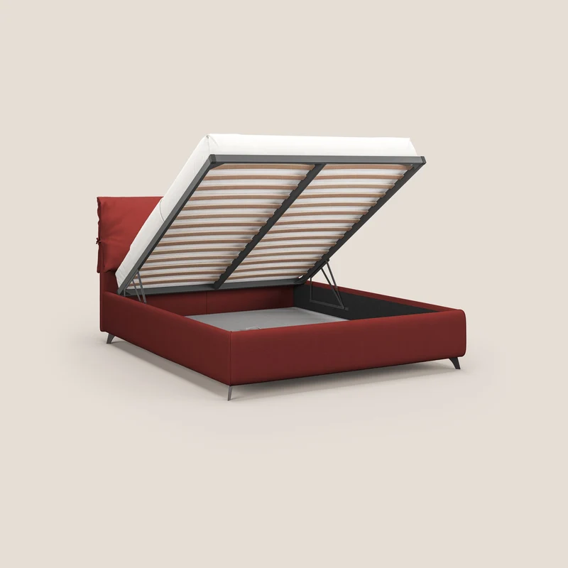 Susan lit rembourré avec coffre complètement déhoussable en microfibre détachable T11 rouge