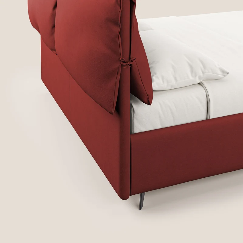 Susan lit rembourré avec coffre complètement déhoussable en microfibre détachable T11 rouge