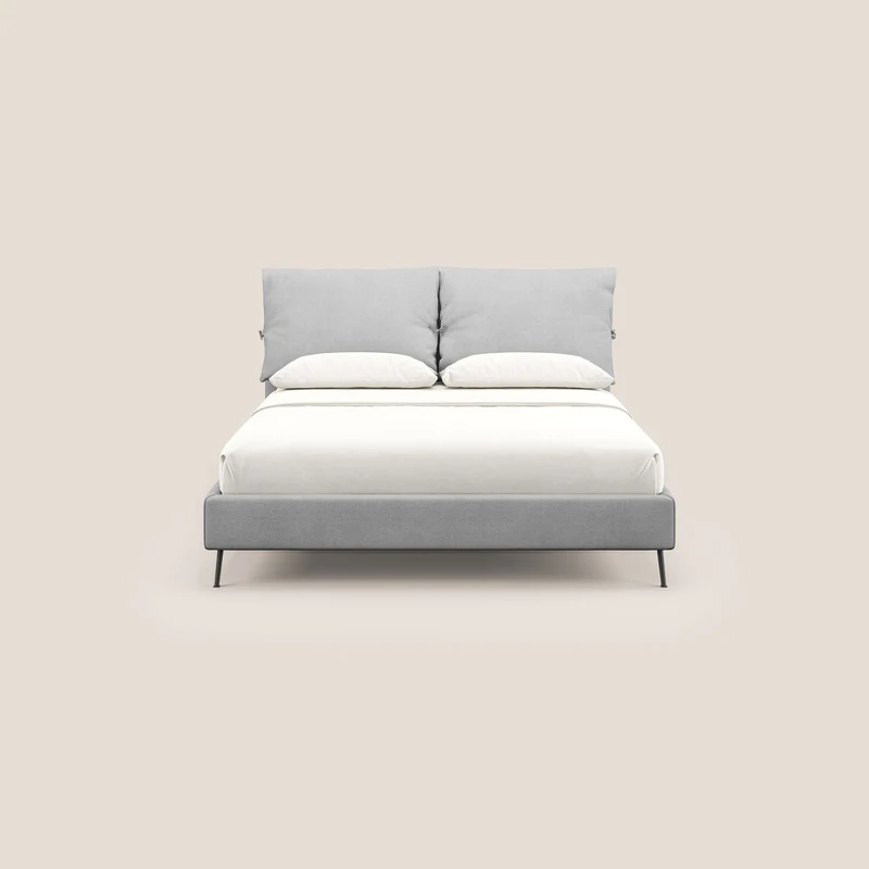 Artemisia lit rembourré avec pieds hauts déhoussable en tissu détachable T17 gris