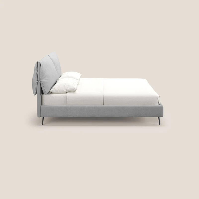 Artemisia lit rembourré avec pieds hauts déhoussable en tissu détachable T17 gris