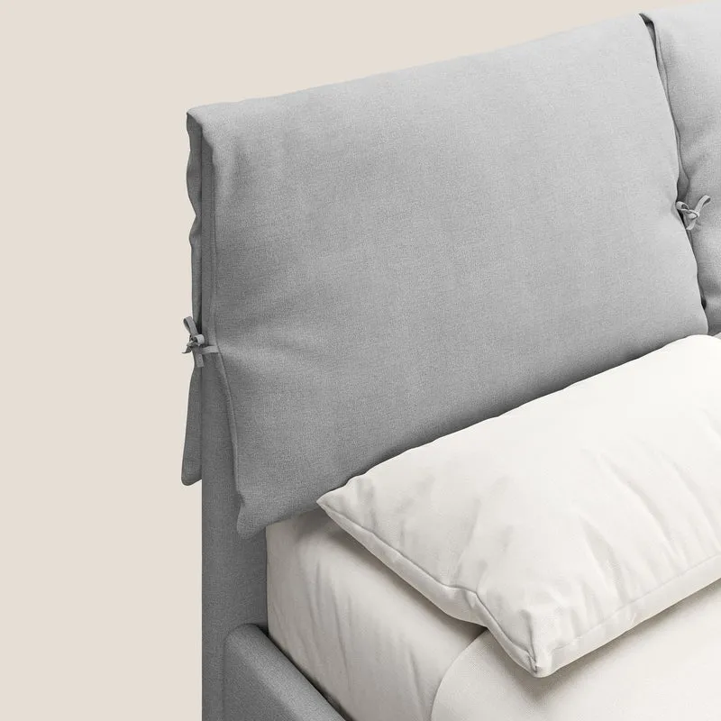 Artemisia lit rembourré avec pieds hauts déhoussable en tissu détachable T17 gris
