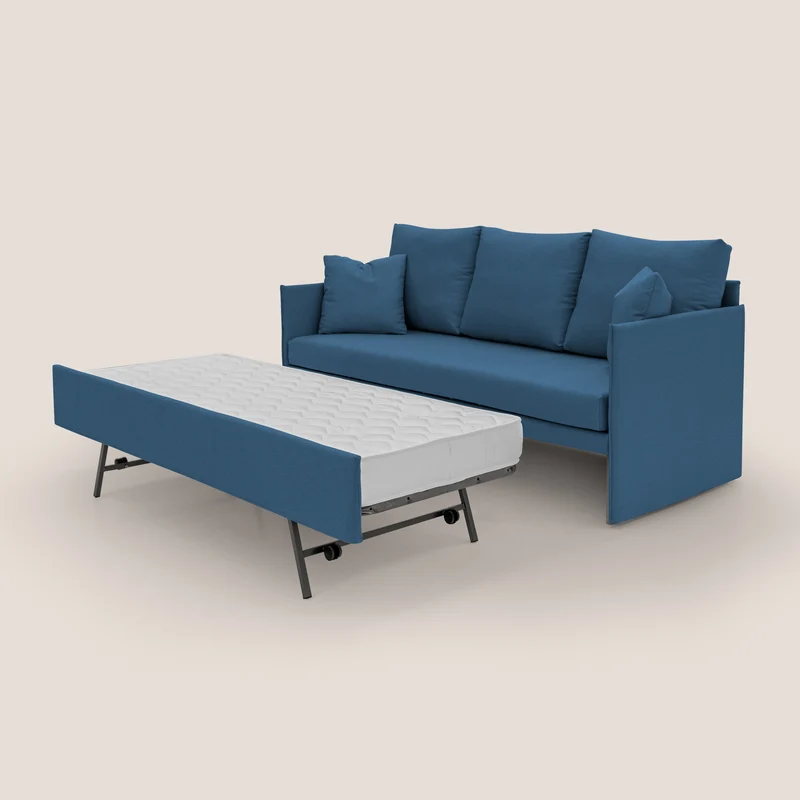 Brera Canapé duplex avec lits jumeaux et tissu effet coton imperméable T13 bleu