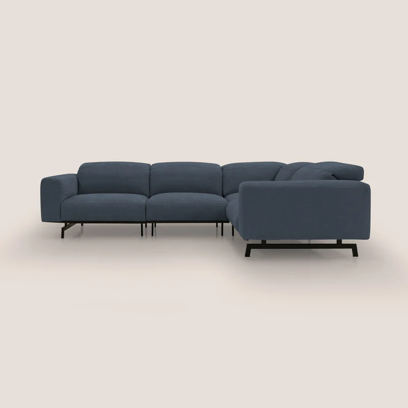Sakura Canapé d'angle RÉVERSIBLE et modulable en tissu doux et imperméable T14 bleu