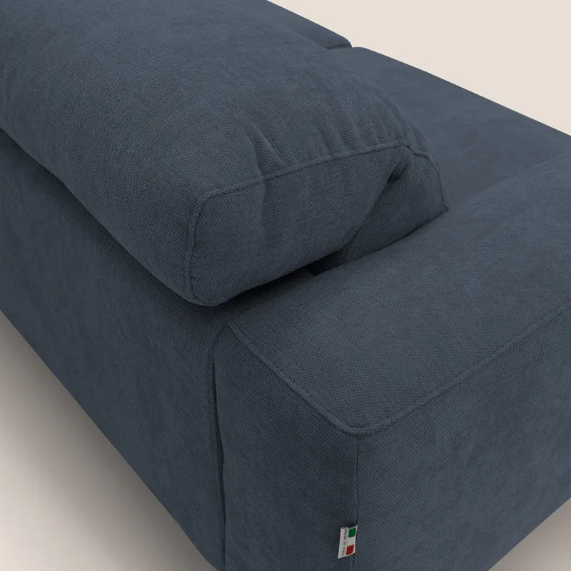 Sakura Canapé d'angle RÉVERSIBLE et modulable en tissu doux et imperméable T14 bleu
