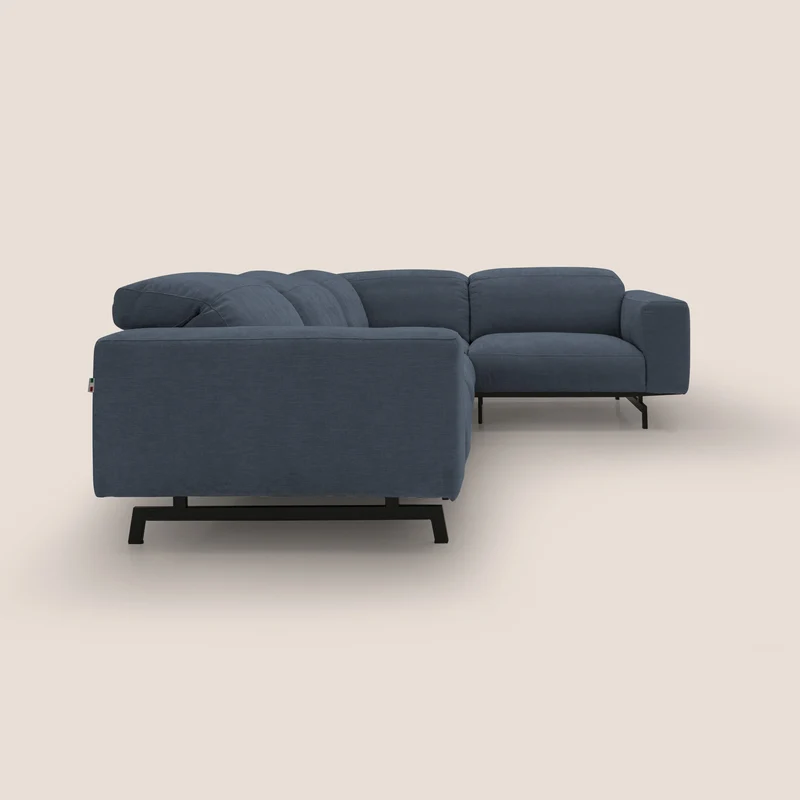 Sakura Canapé d'angle RÉVERSIBLE et modulable en tissu doux et imperméable T14 bleu