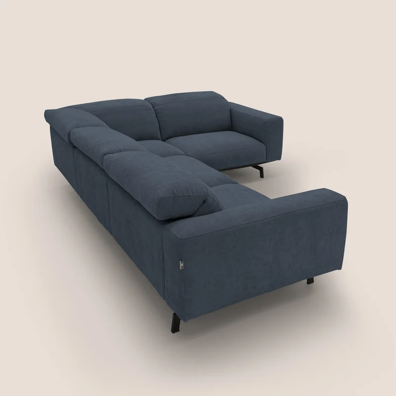 Sakura Canapé d'angle RÉVERSIBLE et modulable en tissu doux et imperméable T14 bleu