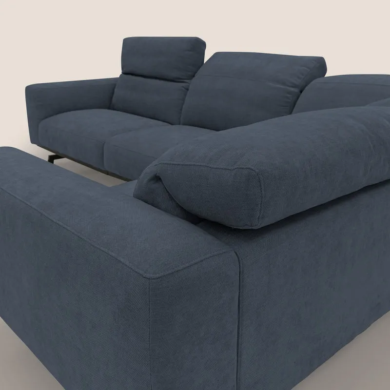 Sakura Canapé d'angle RÉVERSIBLE et modulable en tissu doux et imperméable T14 bleu