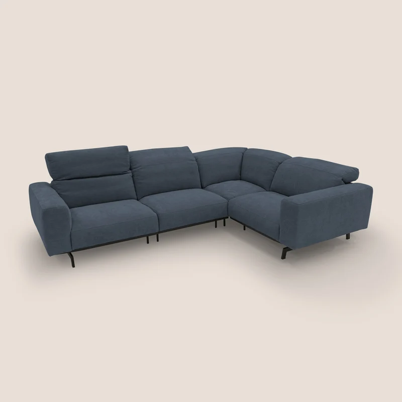 Sakura Canapé d'angle RÉVERSIBLE et modulable en tissu doux et imperméable T14 bleu