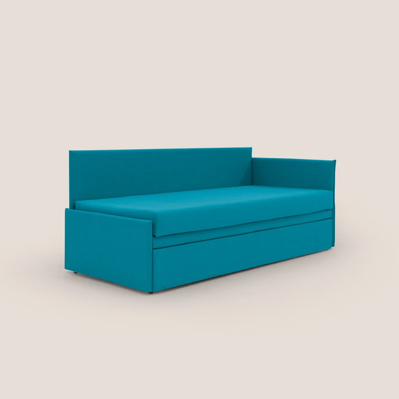 Durini Canapé duplex avec lits jumeaux et tissu effet coton imperméable T13 azur