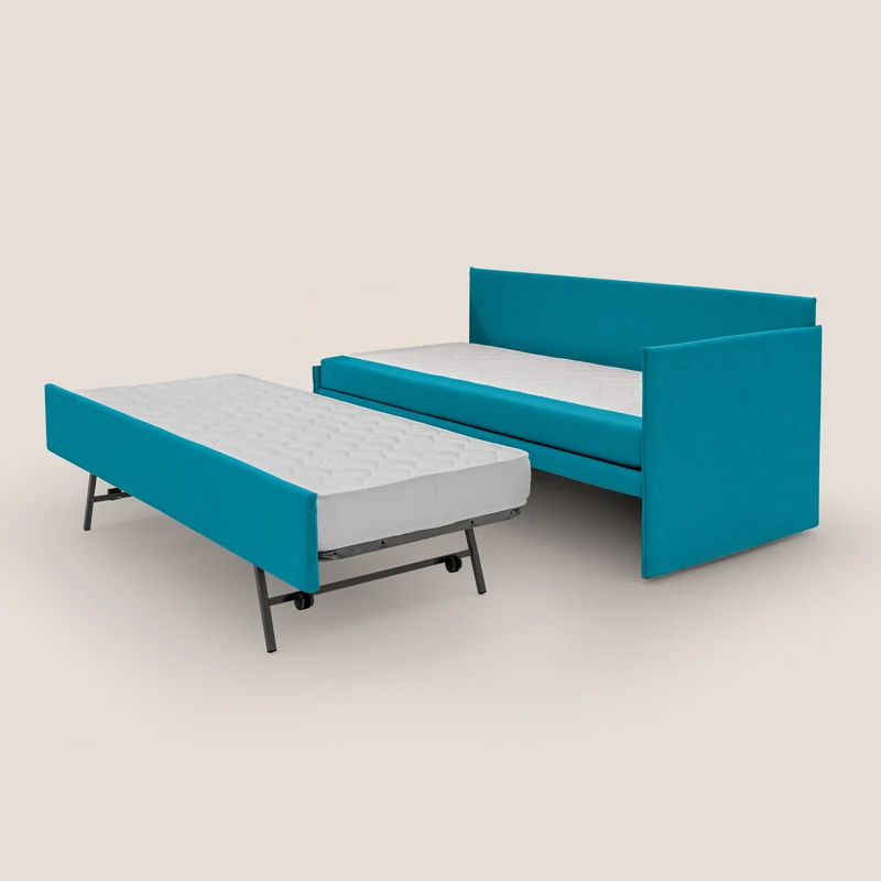 Durini Canapé duplex avec lits jumeaux et tissu effet coton imperméable T13 azur