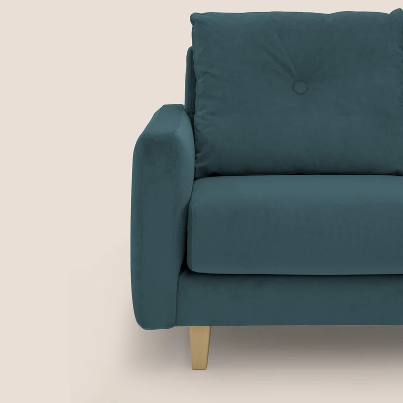 Matisse canapé d'ange avec assises coulissantes et dossier en duvet d'oie en tissu détachable T17 bleu canard