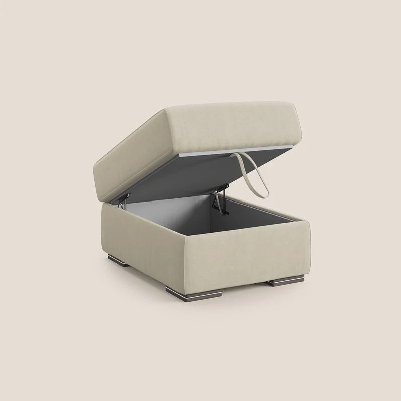 Sun pouf coffre en microfibre détachable T11 crème