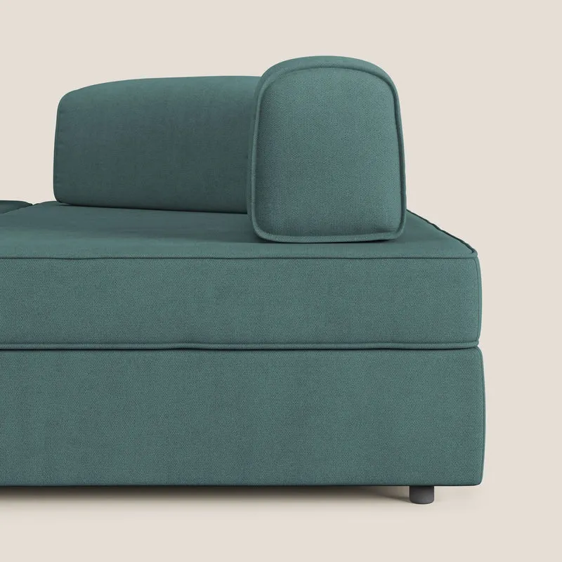 Liberty Canapé d'angle avec pouf extractible et dossiers amovibles en tissu doux imperméable T02 bleu canard