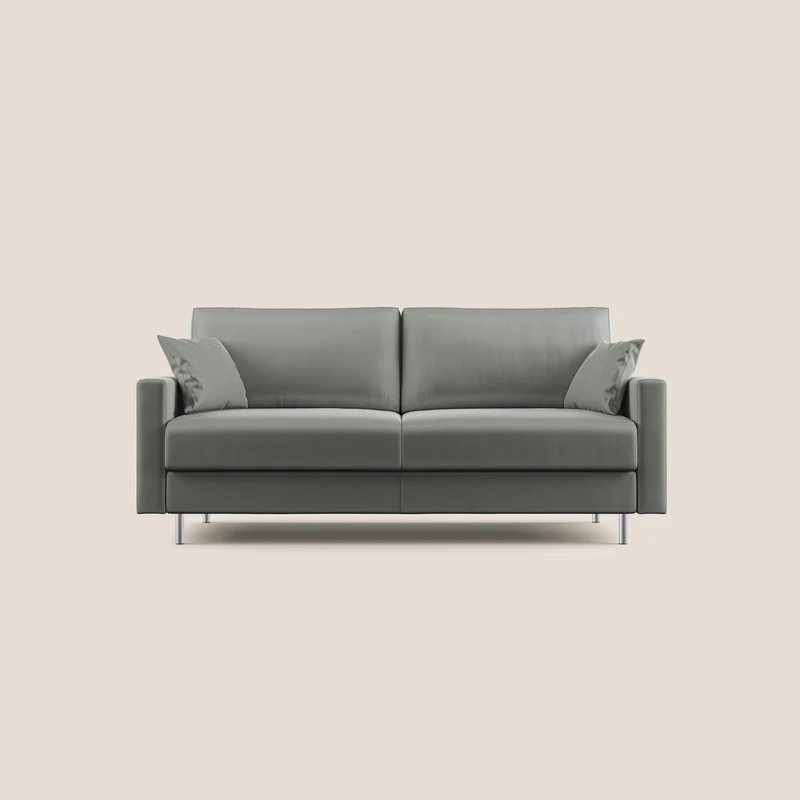 Canapé-lit double Andromeda en velours doux imperméable T01 gris clair