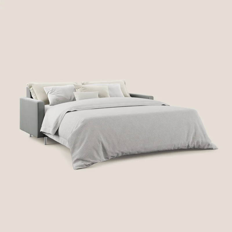 Canapé-lit double Andromeda en velours doux imperméable T01 gris clair