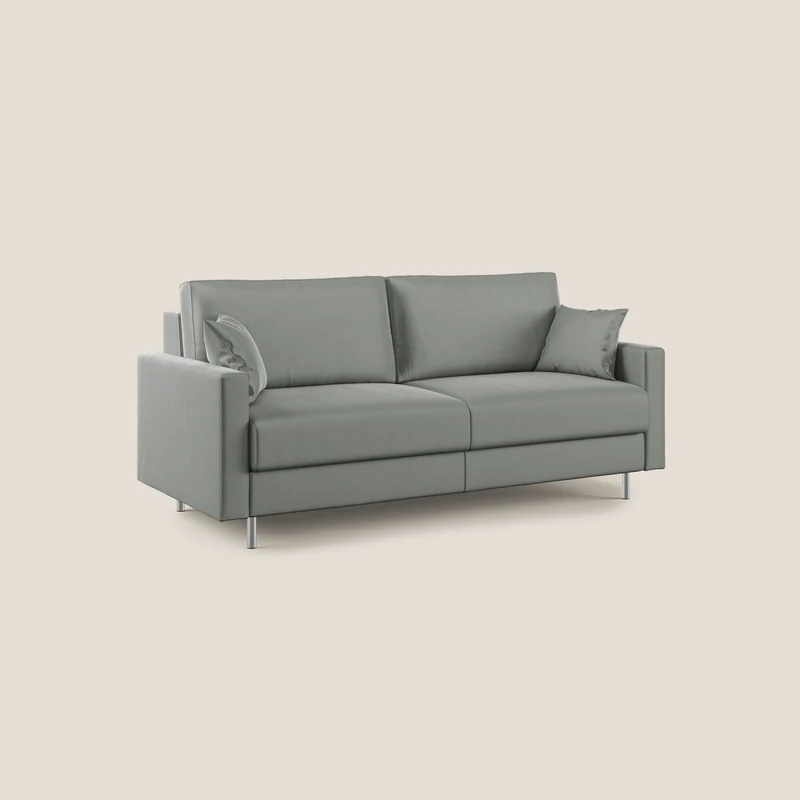 Canapé-lit double Andromeda en velours doux imperméable T01 gris clair