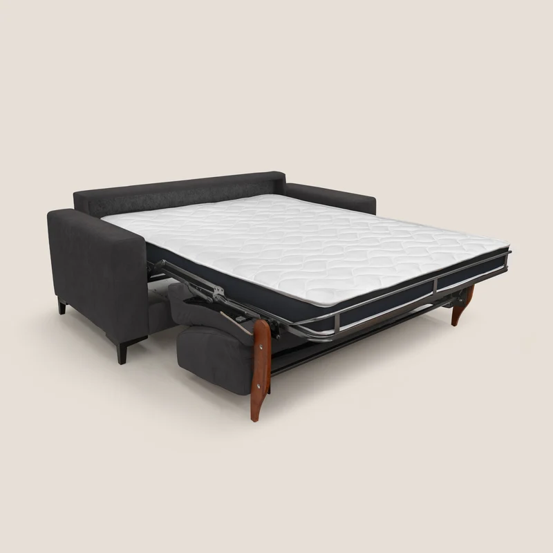 Kafka canapé lit convertible en tissu doux imperméable T02 noir