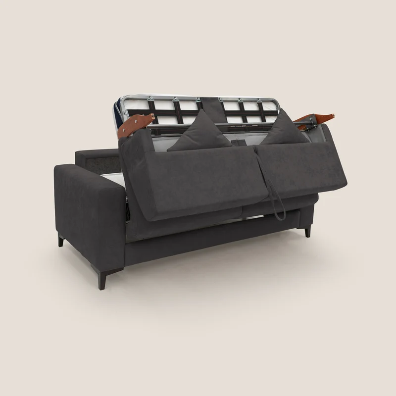 Kafka canapé lit convertible en tissu doux imperméable T02 noir