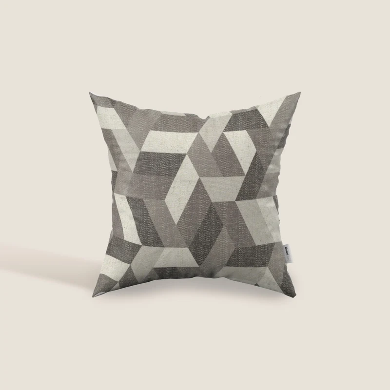 Unreal coussins à fantaisie géométriques en tissu hydrofuge gris