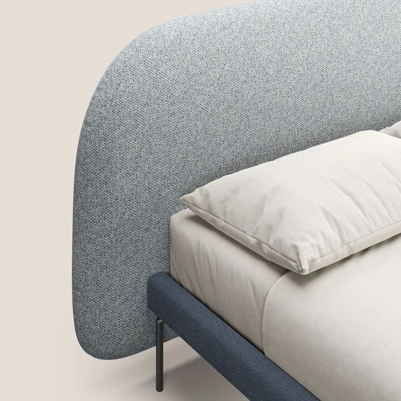 Soleil lit rembourré design avec pieds hauts en métal en bouclette détachable T12 bleu gris