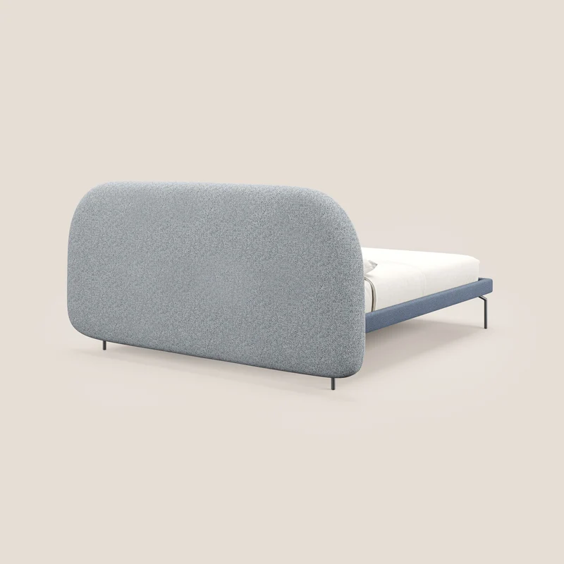 Soleil lit rembourré design avec pieds hauts en métal en bouclette détachable T12 bleu gris