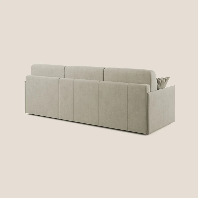 Evans canapé d'angle convertible avec méridienne en tissu doux imperméable T02 crème