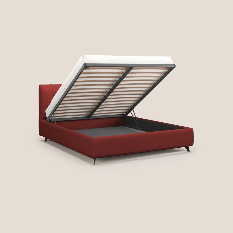 Bogart lit avec coffre rembourré complètement déhoussable en microfibre détachable T11 rouge