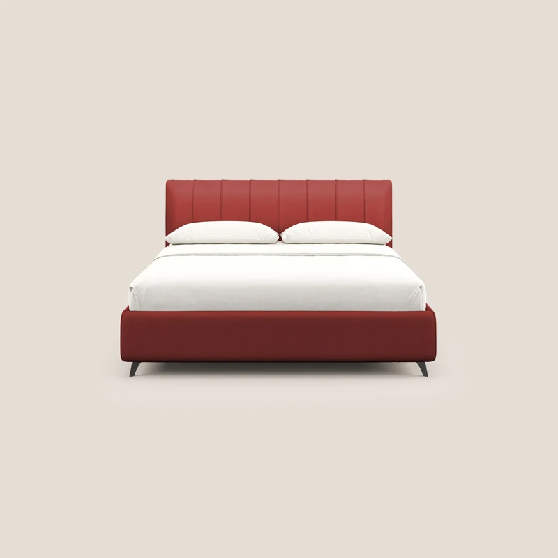 Bogart lit avec coffre rembourré complètement déhoussable en microfibre détachable T11 rouge