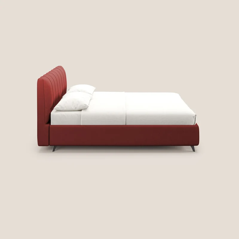 Bogart lit avec coffre rembourré complètement déhoussable en microfibre détachable T11 rouge