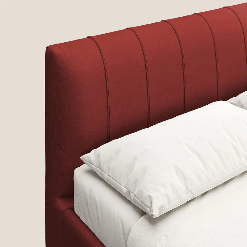 Bogart lit avec coffre rembourré complètement déhoussable en microfibre détachable T11 rouge