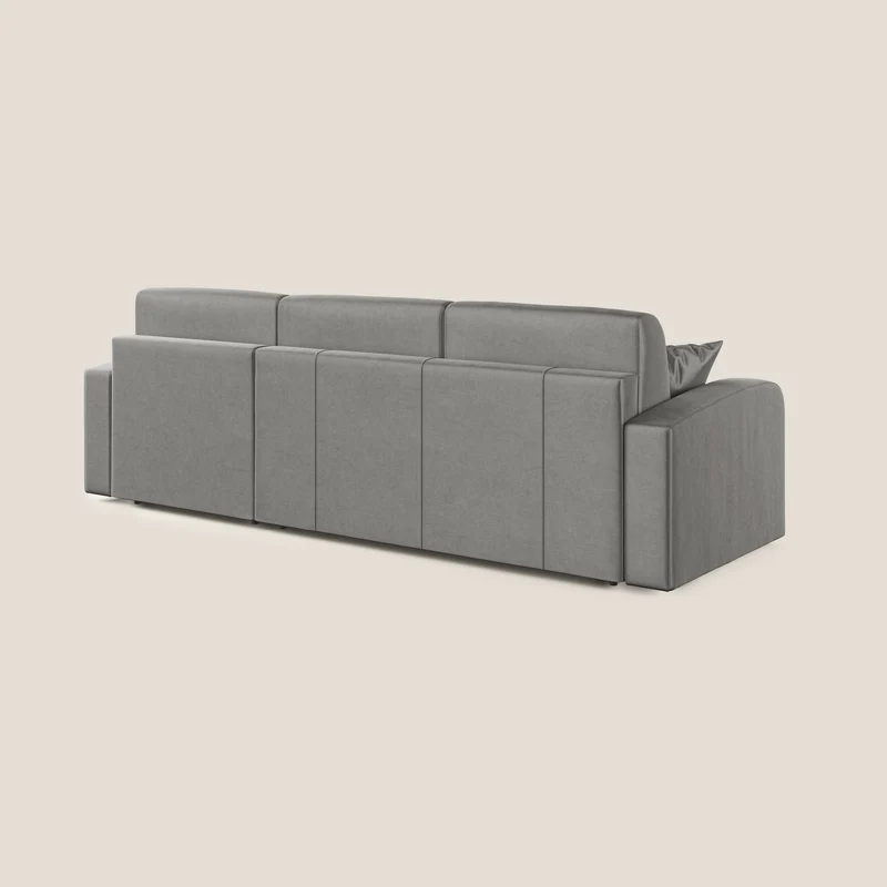 Lebron Canapé-lit d’angle avec méridienne en velours doux T01 gris
