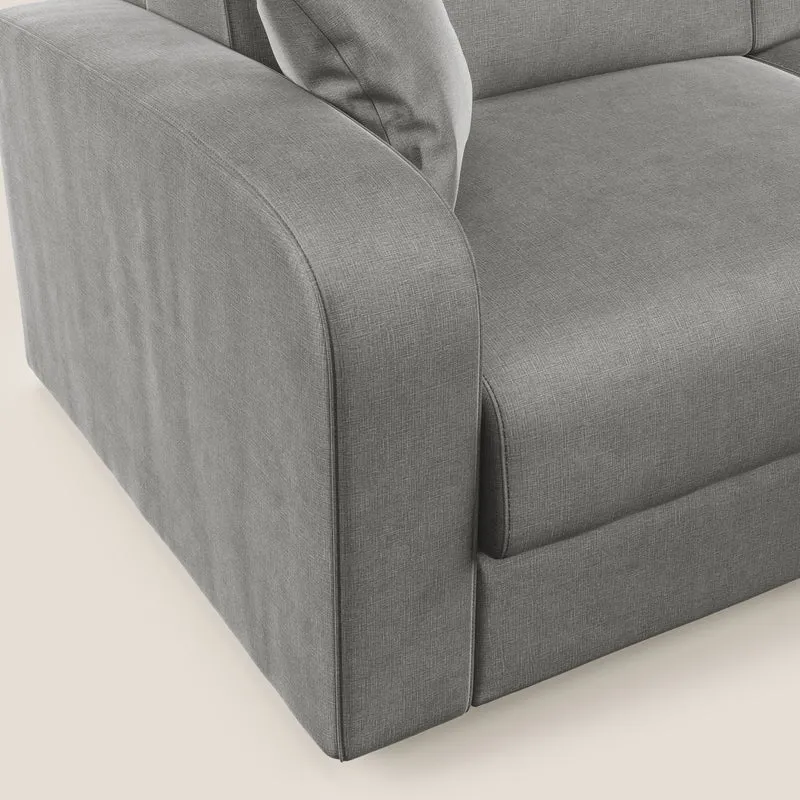 Lebron Canapé-lit d’angle avec méridienne en velours doux T01 gris