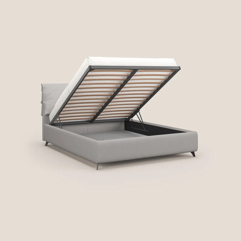 Susan lit rembourré avec coffre complètement déhoussable en microfibre détachable T11 gris clair