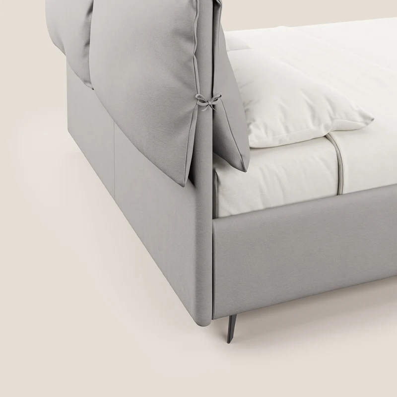 Susan lit rembourré avec coffre complètement déhoussable en microfibre détachable T11 gris clair