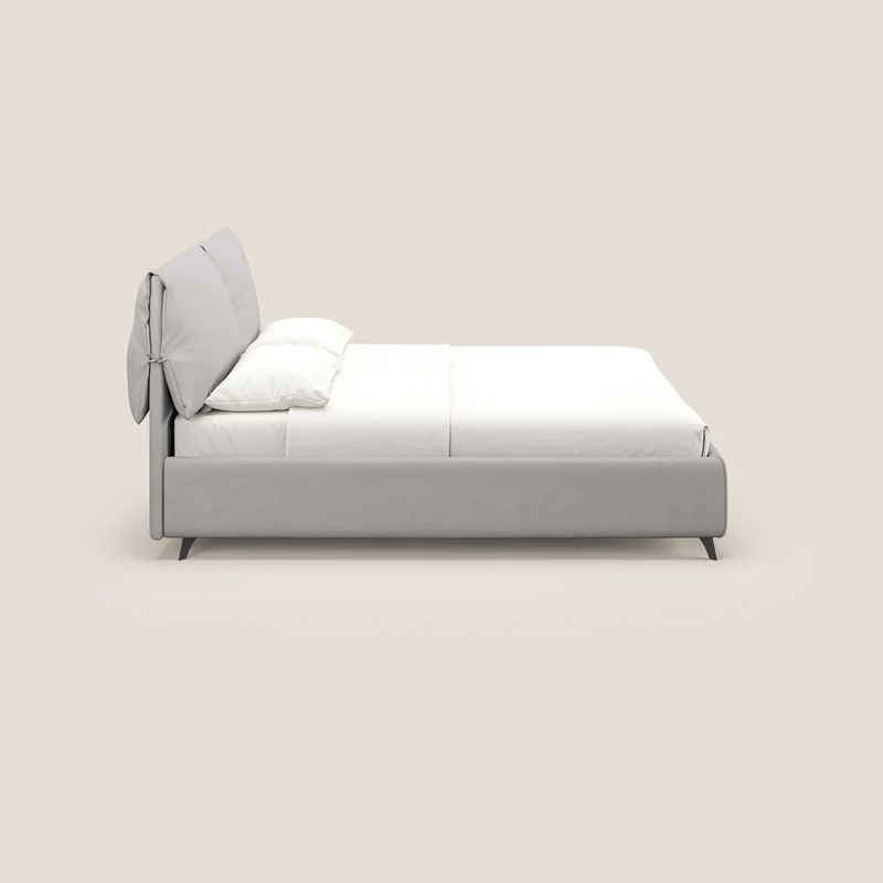 Susan lit rembourré avec coffre complètement déhoussable en microfibre détachable T11 gris clair