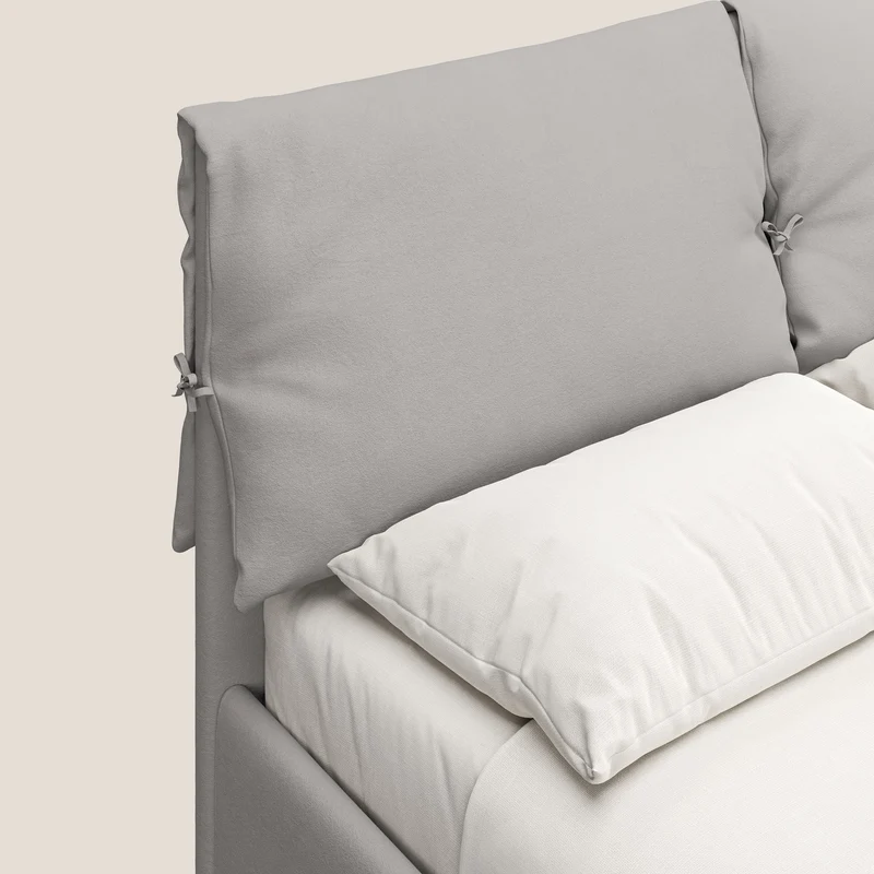 Susan lit rembourré avec coffre complètement déhoussable en microfibre détachable T11 gris clair