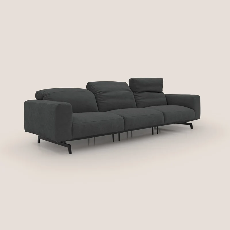 Sakura canapé modulaire 3 places en tissu flammé doux et imperméable T14 anthracite