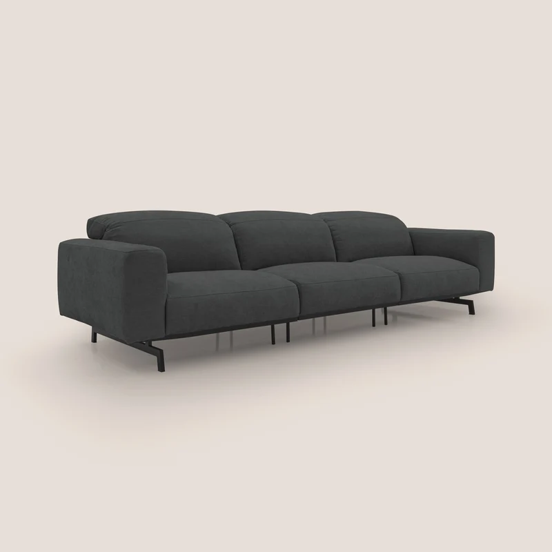 Sakura canapé modulaire 3 places en tissu flammé doux et imperméable T14 anthracite