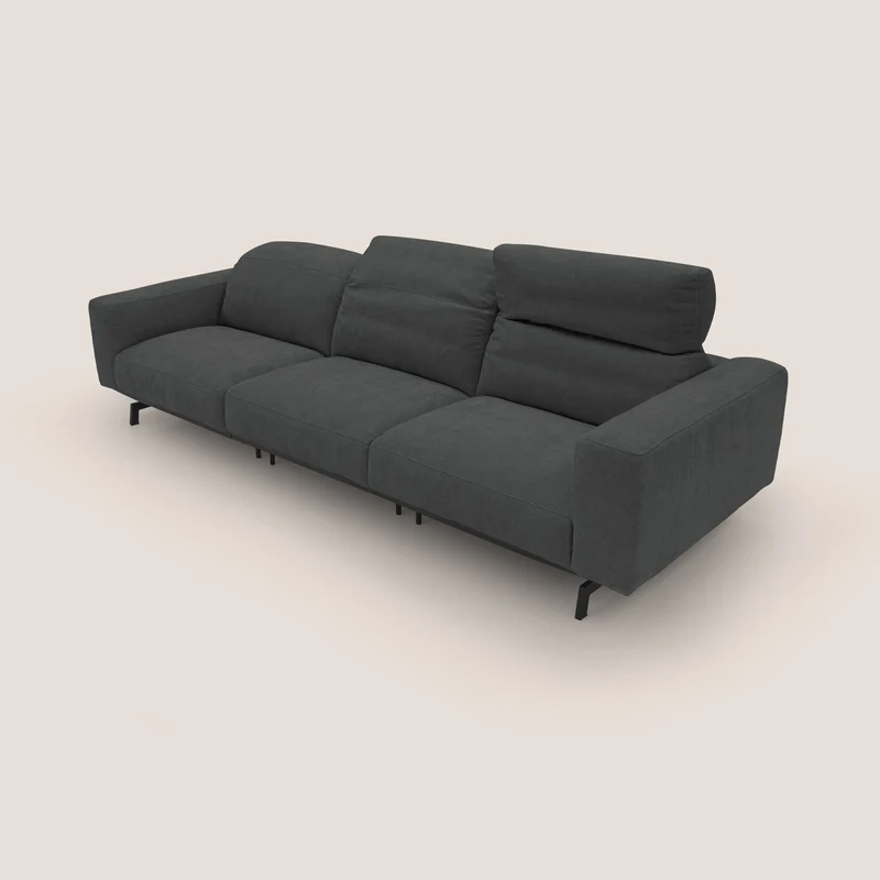 Sakura canapé modulaire 3 places en tissu flammé doux et imperméable T14 anthracite