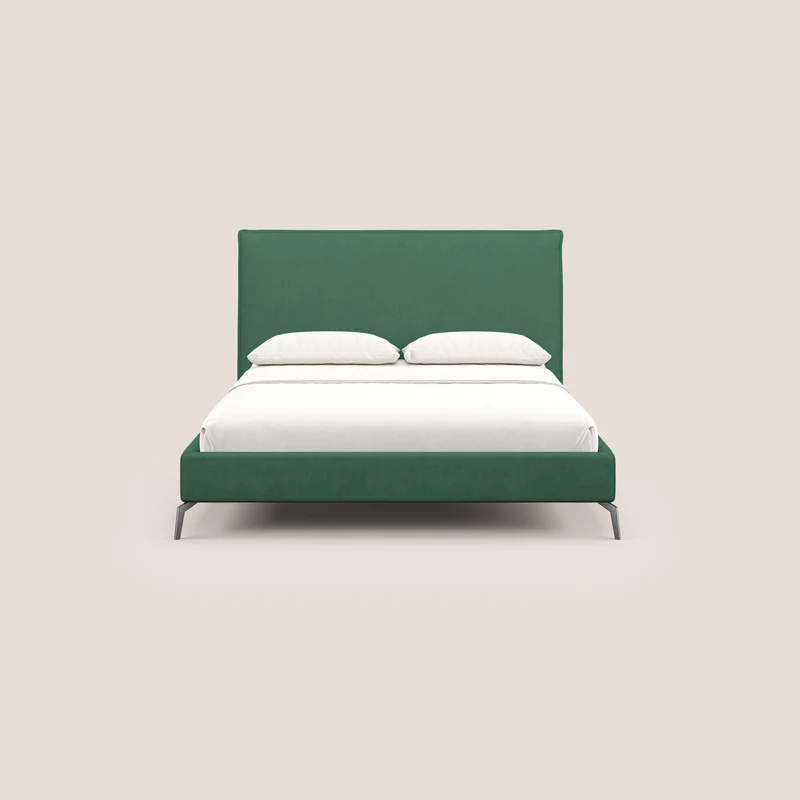 Iris lit rembourré déhoussable avec pieds noirs en tissu imperméable T02 vert