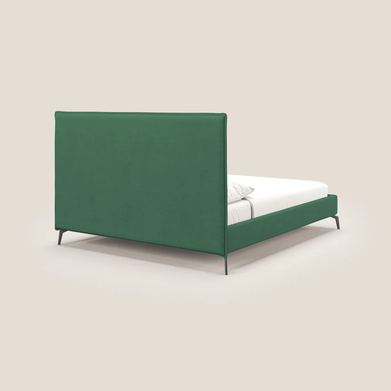 Iris lit rembourré déhoussable avec pieds noirs en tissu imperméable T02 vert