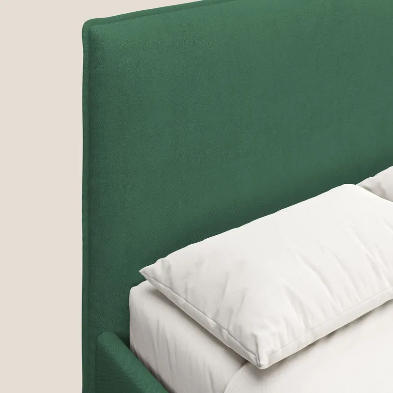 Iris lit rembourré déhoussable avec pieds noirs en tissu imperméable T02 vert