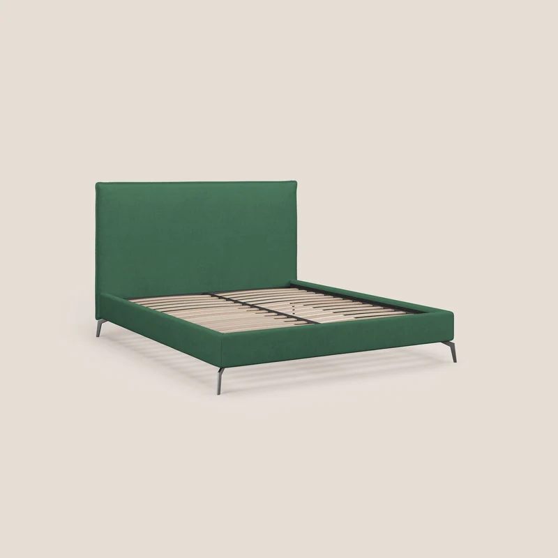 Iris lit rembourré déhoussable avec pieds noirs en tissu imperméable T02 vert