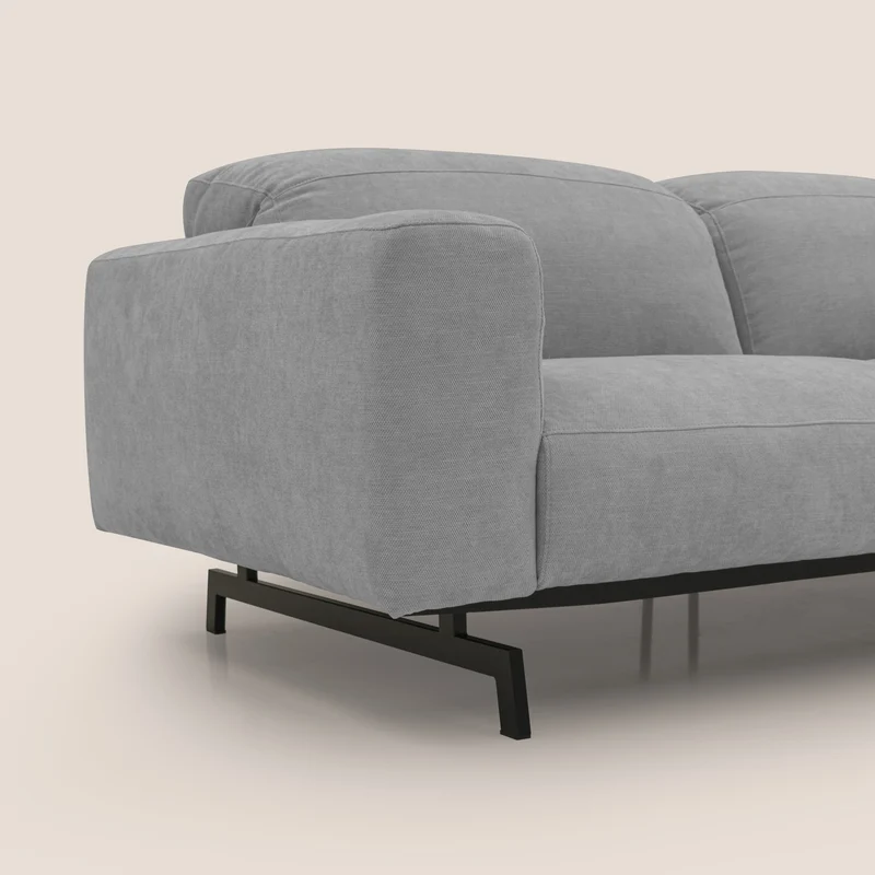 Sakura Canapé d'angle RÉVERSIBLE et modulable en tissu doux et imperméable T14 gris clair