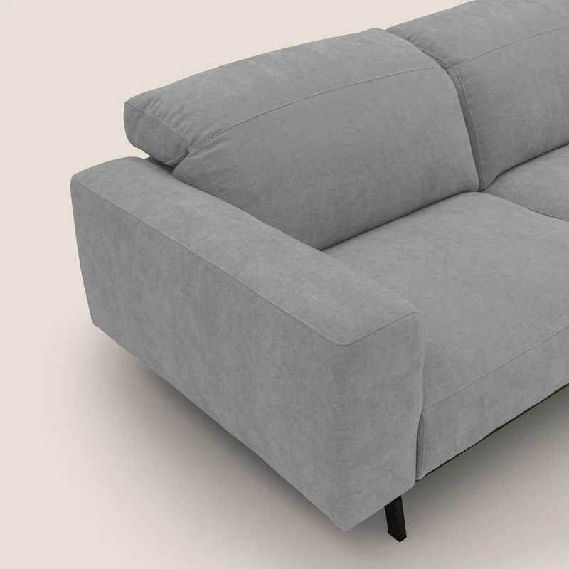 Sakura Canapé d'angle RÉVERSIBLE et modulable en tissu doux et imperméable T14 gris clair
