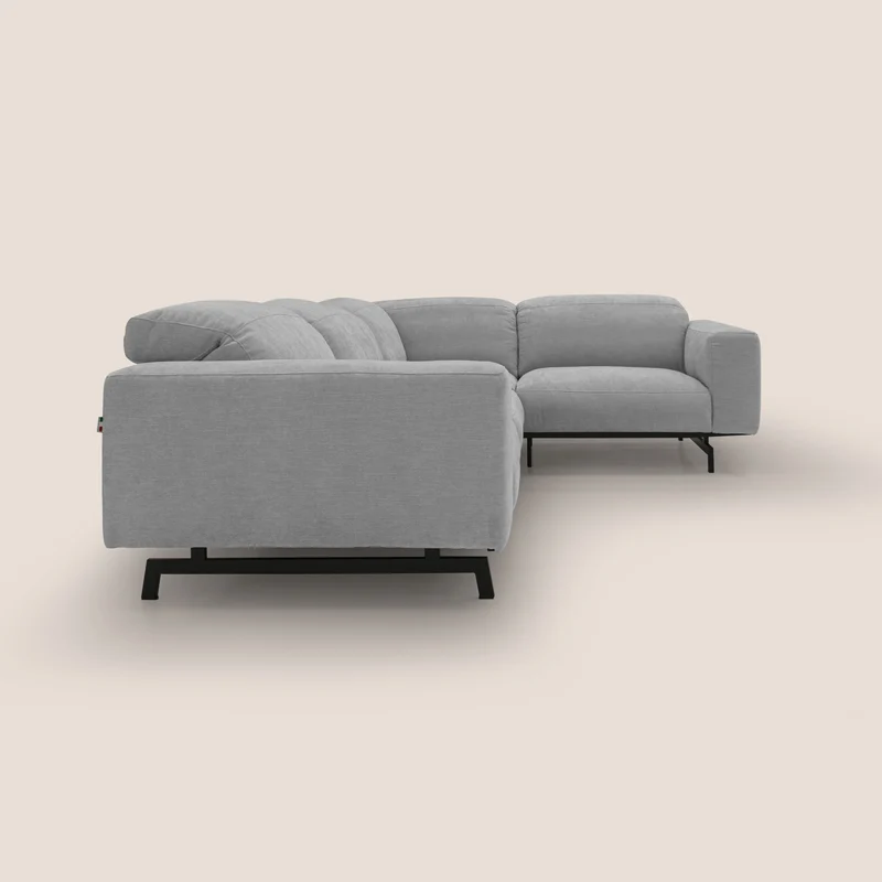 Sakura Canapé d'angle RÉVERSIBLE et modulable en tissu doux et imperméable T14 gris clair