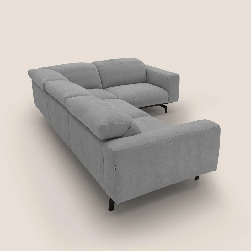 Sakura Canapé d'angle RÉVERSIBLE et modulable en tissu doux et imperméable T14 gris clair